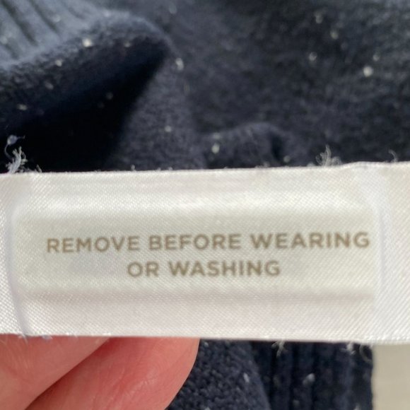 Loft Oversized Navy with White Flecks Coastal Knit Turtleneck Sweater Size S - Picture 4 of 11